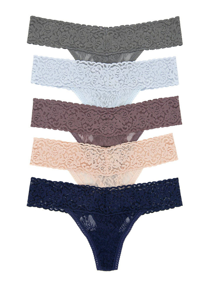 Signature Stretch Lace Low Rise Thong 5-Pack