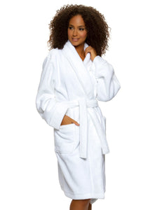 Shawl Collar Terry Robe - White