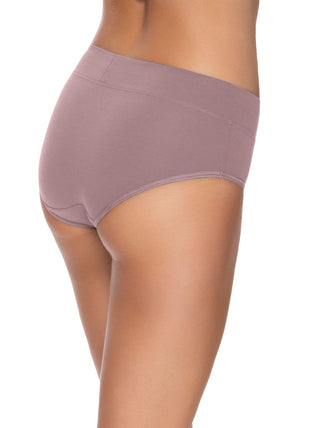 Pima cotton underwear in purple on model	