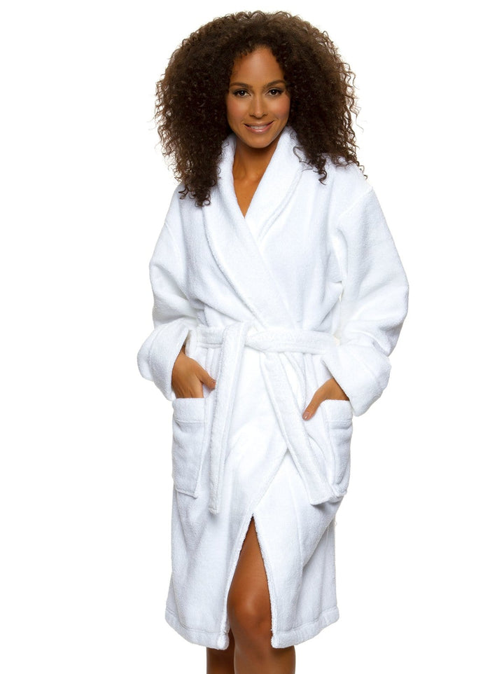 Shawl Collar Terry Robe - White