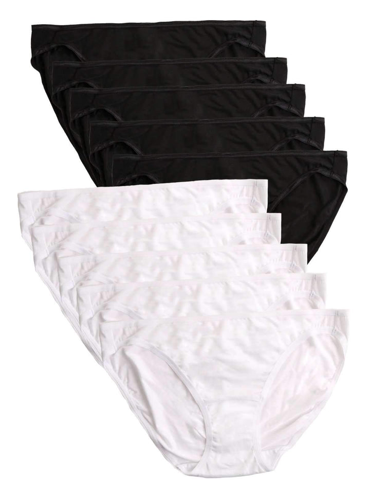 Felina So Smooth Low Rise Bikini 10-Pack color-black white