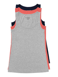 tank top 3 pack color-gray coral navy