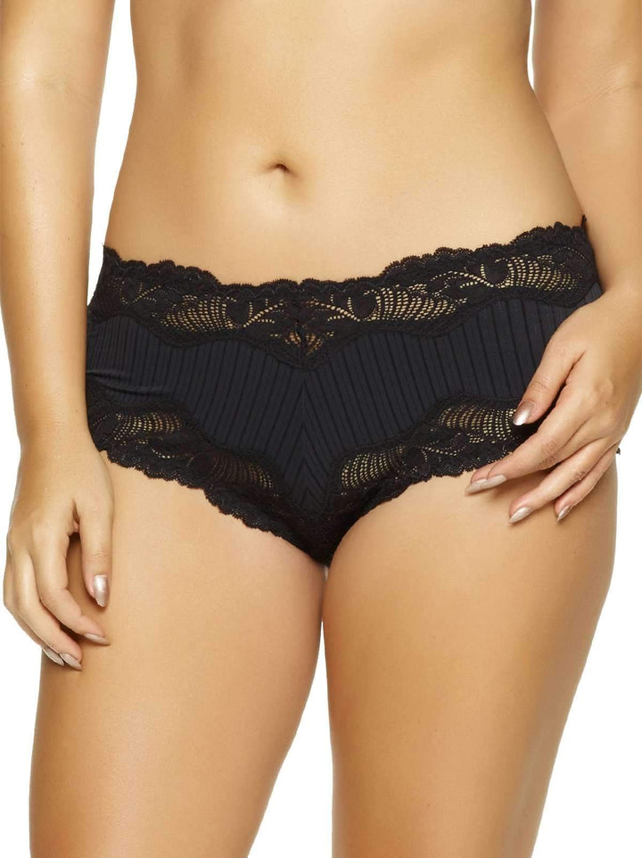 Paramour by Felina Stripe Delight Hipster 4-Pack color-black fawn combo