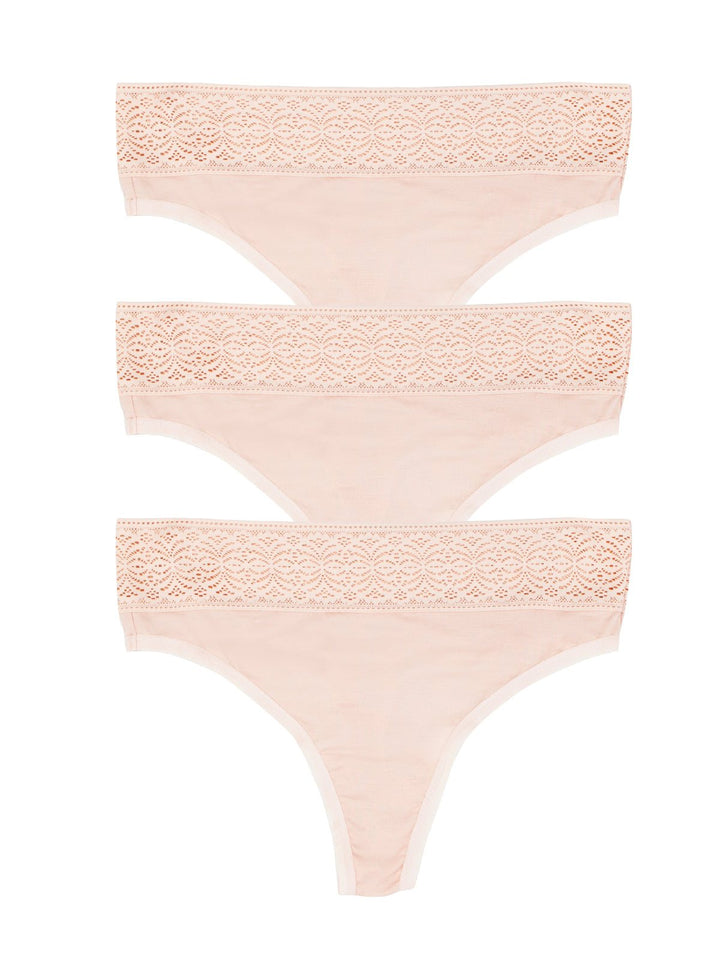 Serene Modal & Lace Thong 3-Pack