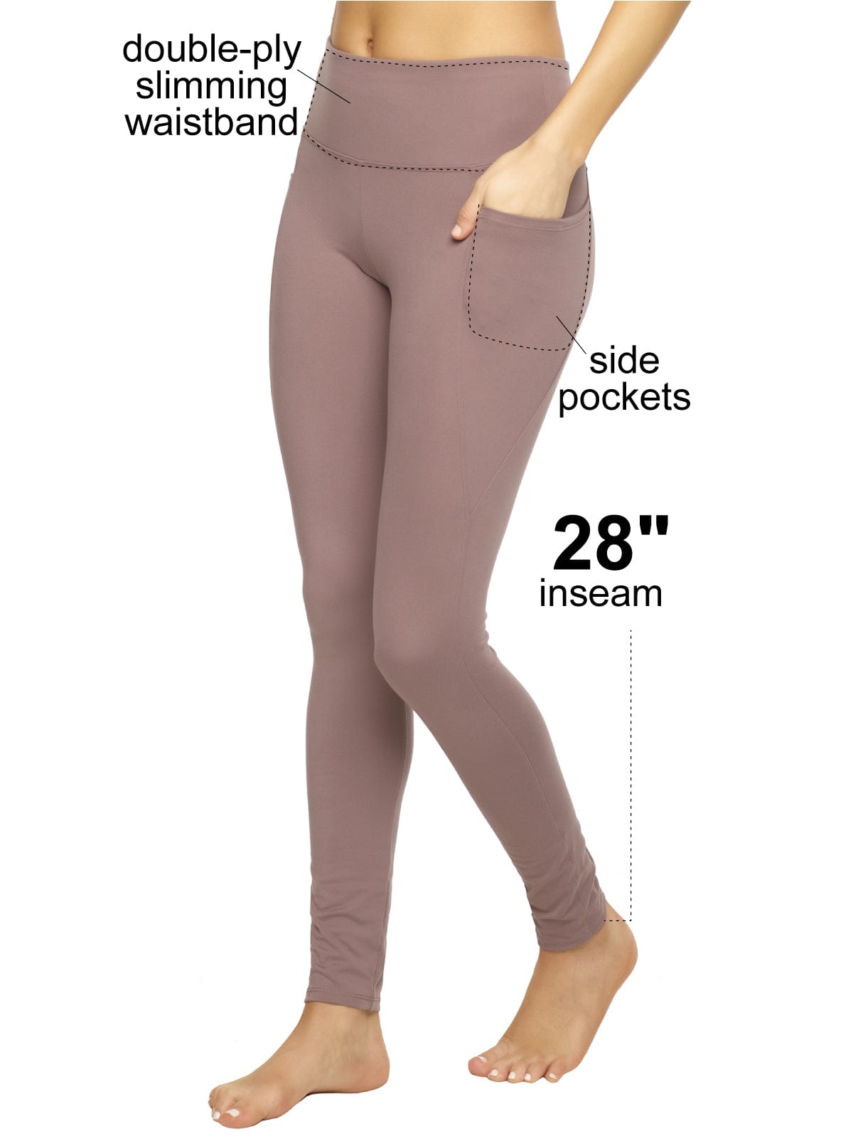 Athletic Pocket Leggings 2-Pack, Suitable for All Body Types