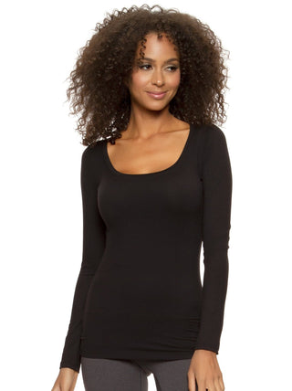 Velvety Soft Scoop Neck L/S - color Black