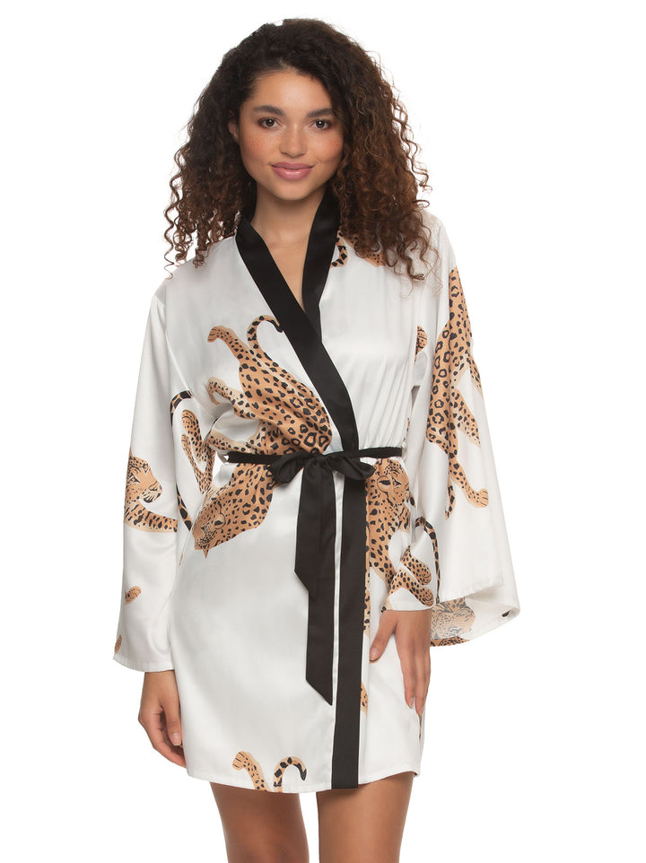 Adrienne Printed Satin Kimono