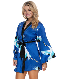 Adrienne Printed Satin Kimono