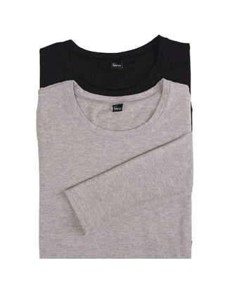 Felina Key Item Long Sleeve Crew Neck Tee 2-Pack color-black heather gray