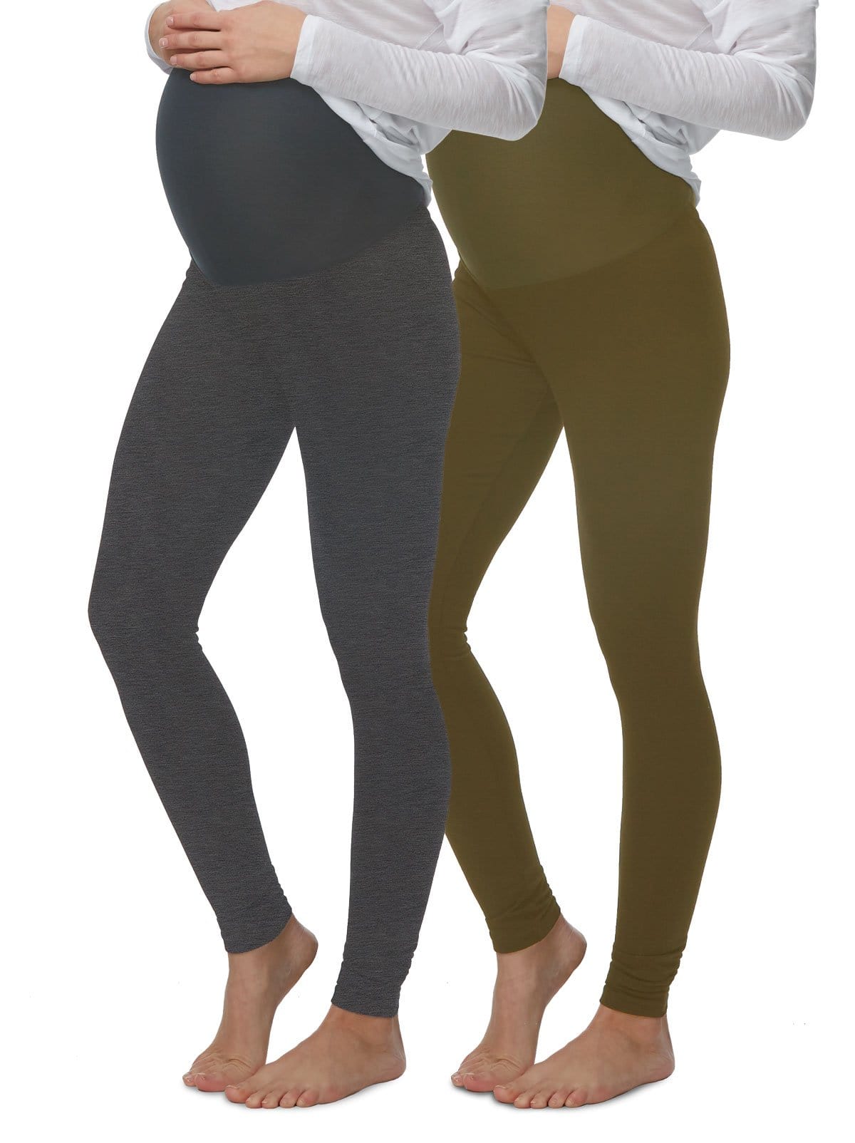 velvet soft maternity legging color-charcoal dark olive
