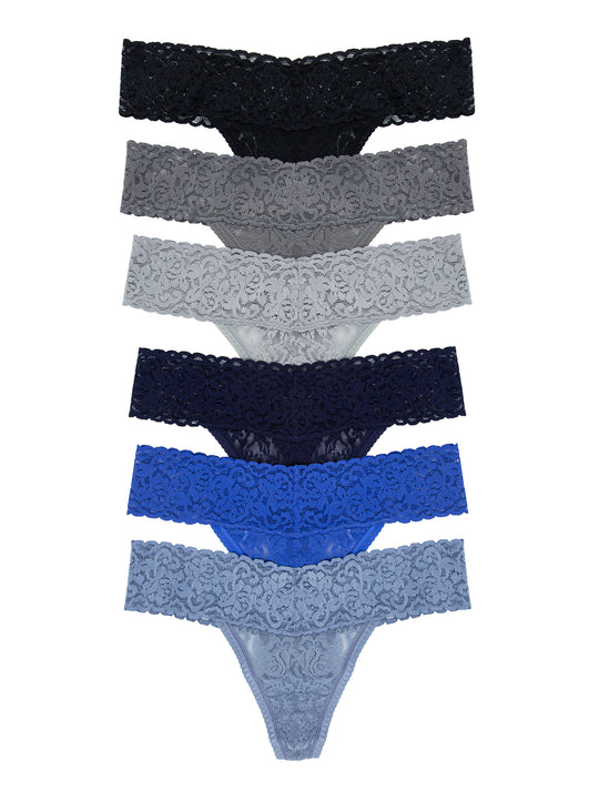 Signature Stretch Lace Low Rise Thong 6-Pack