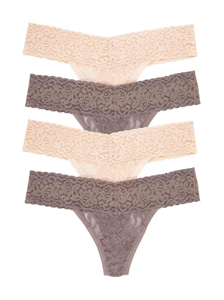 Signature Stretch Lace Low Rise Thong 4-Pack