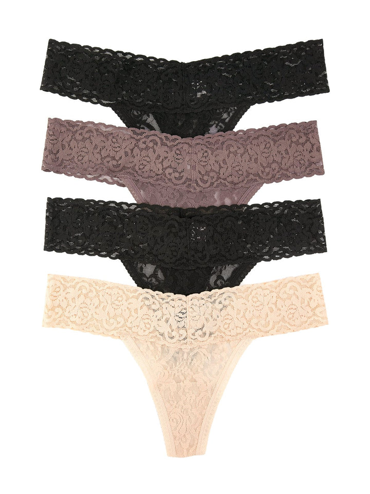 Signature Stretch Lace Low Rise Thong 4-Pack