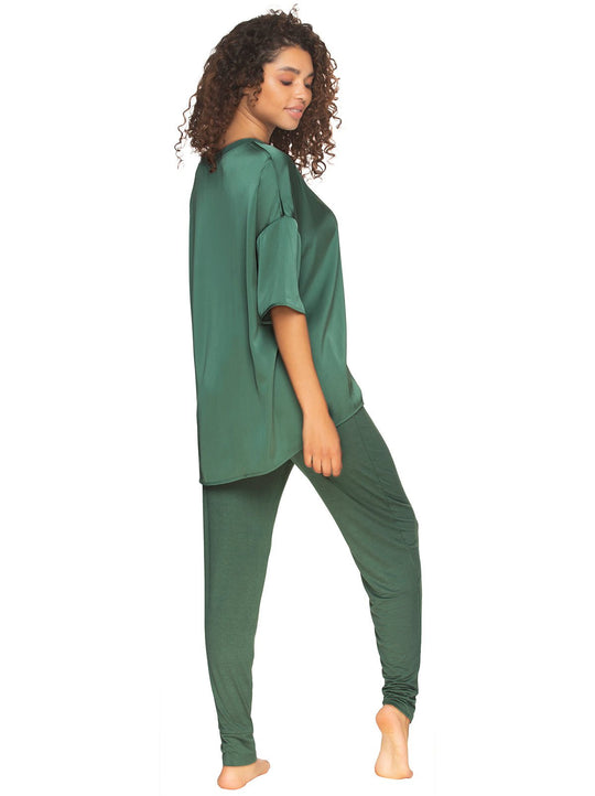 Elysees Rich Satin Tee and Knit Jogger Set