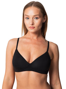 Lightly Lined Cotton Bra - Black