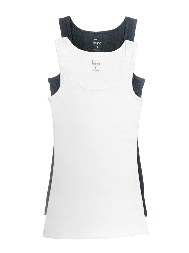 Cotton Ribbed Tank Top 2-Pack color White Medium Heather Gray