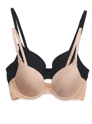 Paramour by Felina Gorgeous Memory Foam Bra 2 Pack color-bare black
